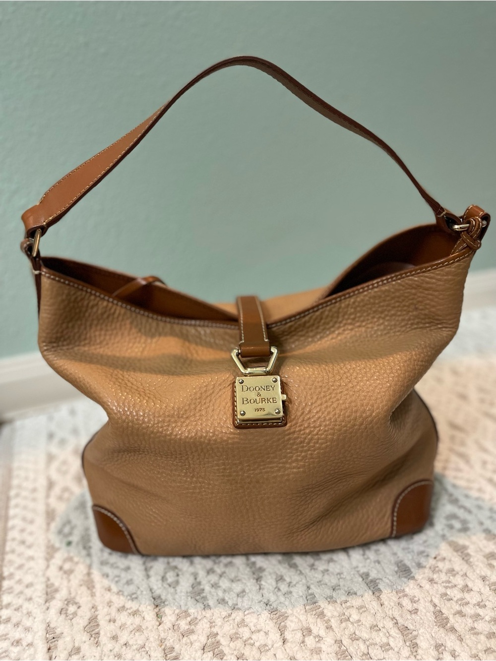 Dooney & Bourke Brown Pebbled Leather Shoulder Hobo